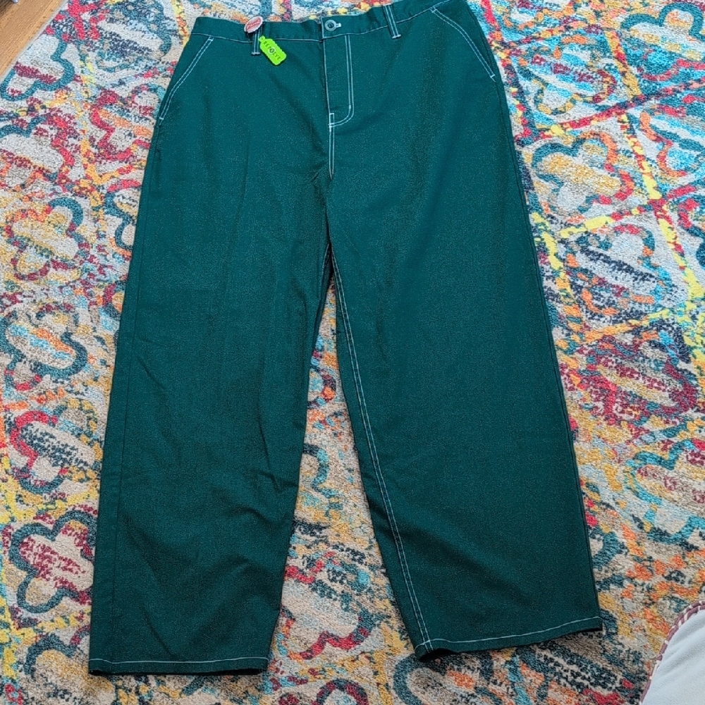 Brixton Men's Baggy Skate Pants 38W NWT Deep Emerald Green